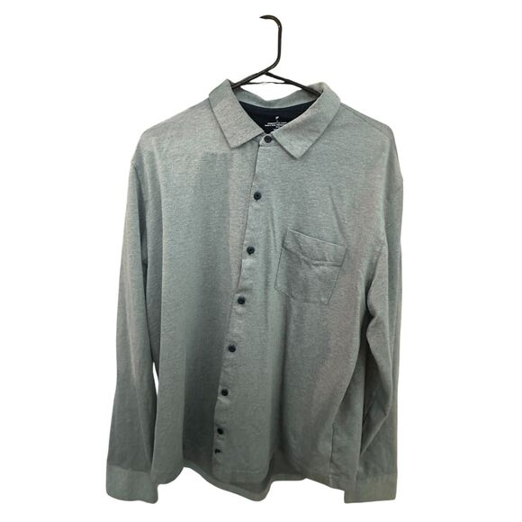 Fabletics Golf Polo Shirt for Men Button Down w/ Pocket Sz XL Cotton Blend Gray - Picture 1 of 5